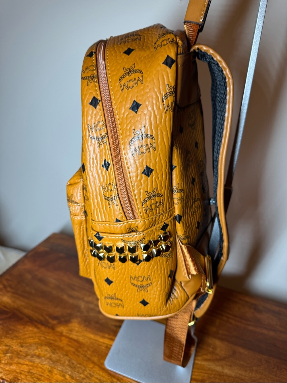 BRAND NEW! Inspired MCM Cognac Visetos Mini Backpack - Cognac - Picture 3 of 8